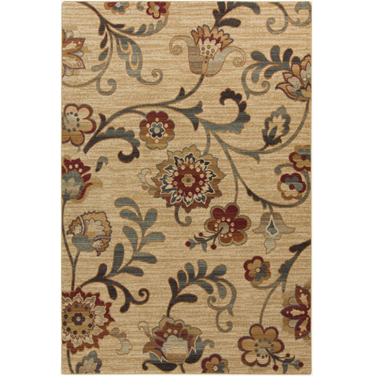 Tiwari Home 1.5' x 1.5' Beige and Green Square Throw Rug Corner Sample